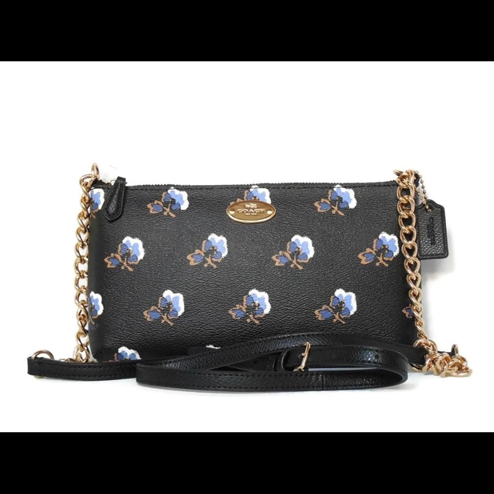 Coach Blue Bramble Tea Rose Quinn Chain Crossbody Bag